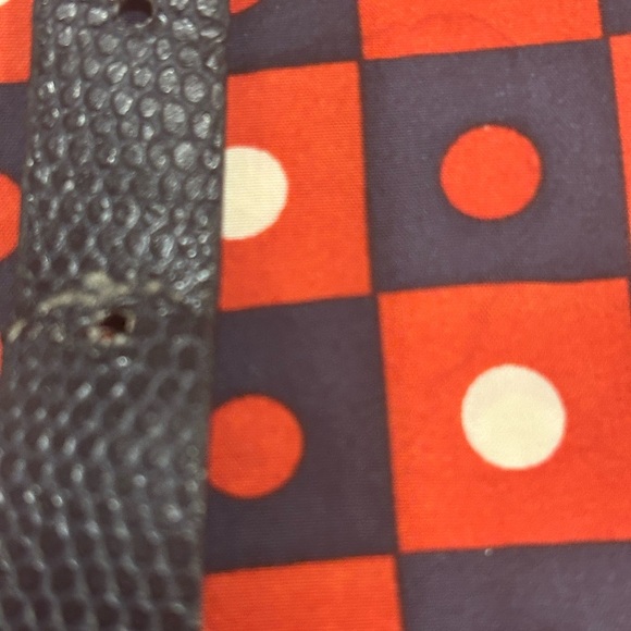 Kate Hill 100% Silk Geometric Midi Shirt Dress Women’s Size 14P. Red White Blue - Picture 12 of 12